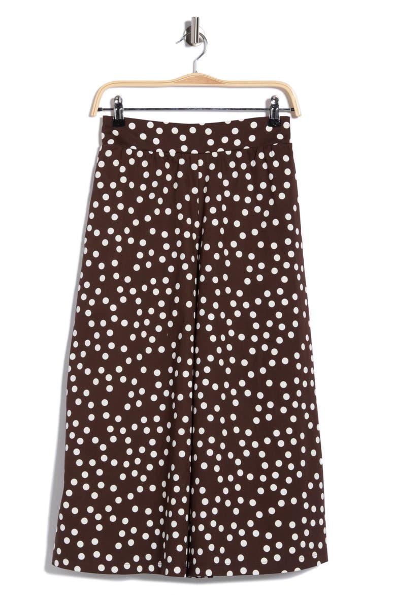 Polka Dot Wide Leg Capri Pants, Main, color, BROWN