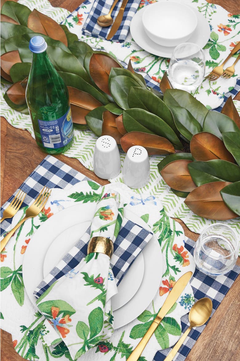 Clover Bug Watercolor Garden 100% Cotton Quilted Set of 6 Placemats 13" x 19", Alternate, color, Green