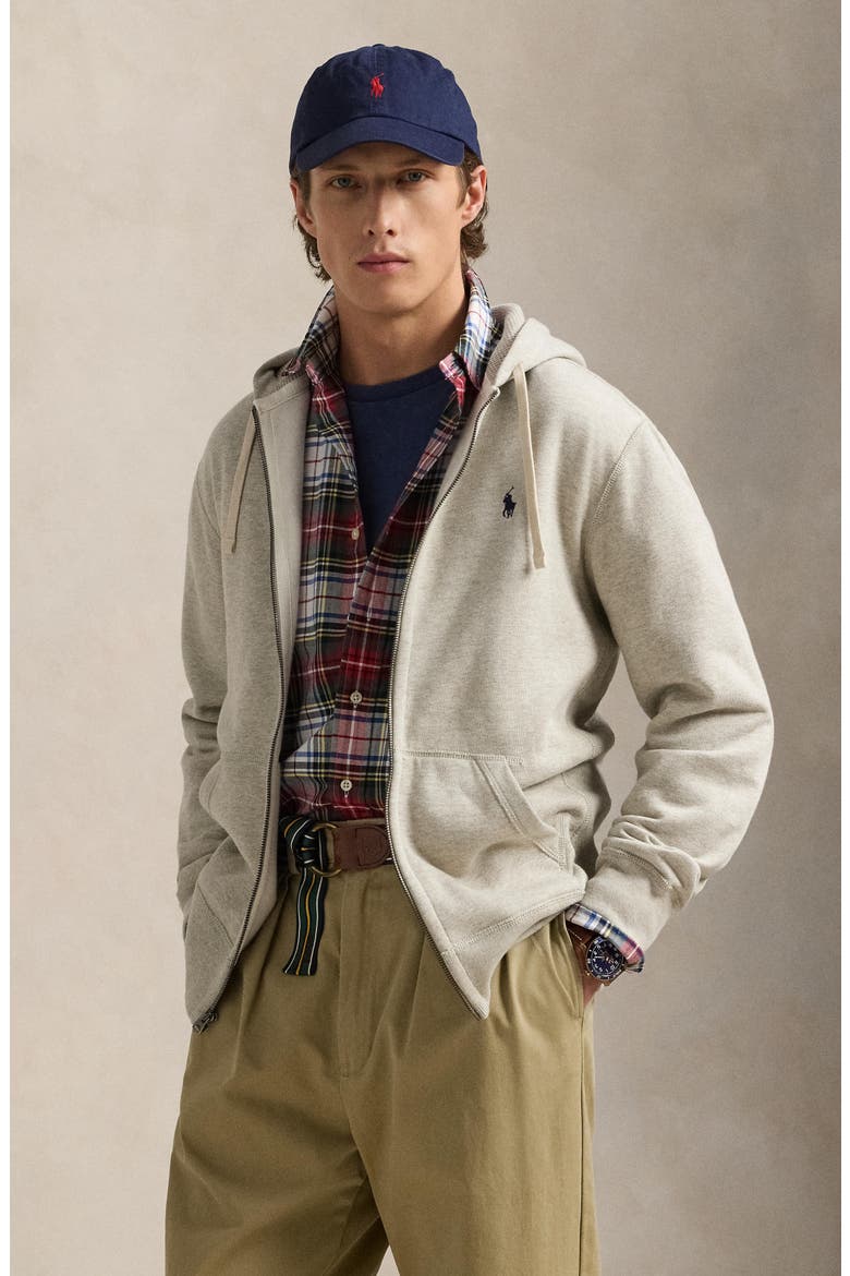 Cotton Blend Fleece Zip Front Hoodie, Alternate, color, LIGHT SPORT HEATHER