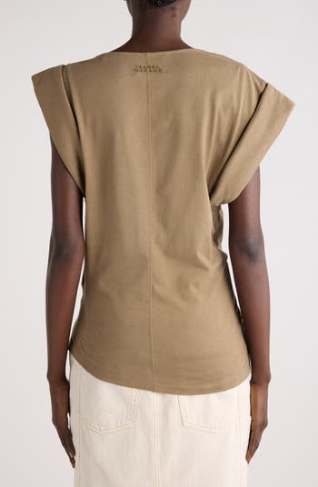 【ISABEL MARANT】MAISAN DRAPED COTTON T-SHIRT Isabel Marant Maisan Draped Asymmetric Cotton T-Shirt