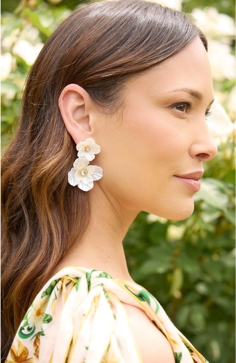 Alex and Ani New York Botanical Garden<sup>®</sup> 2-in-1 Poppy Statement Earrings, Alternate, color, White