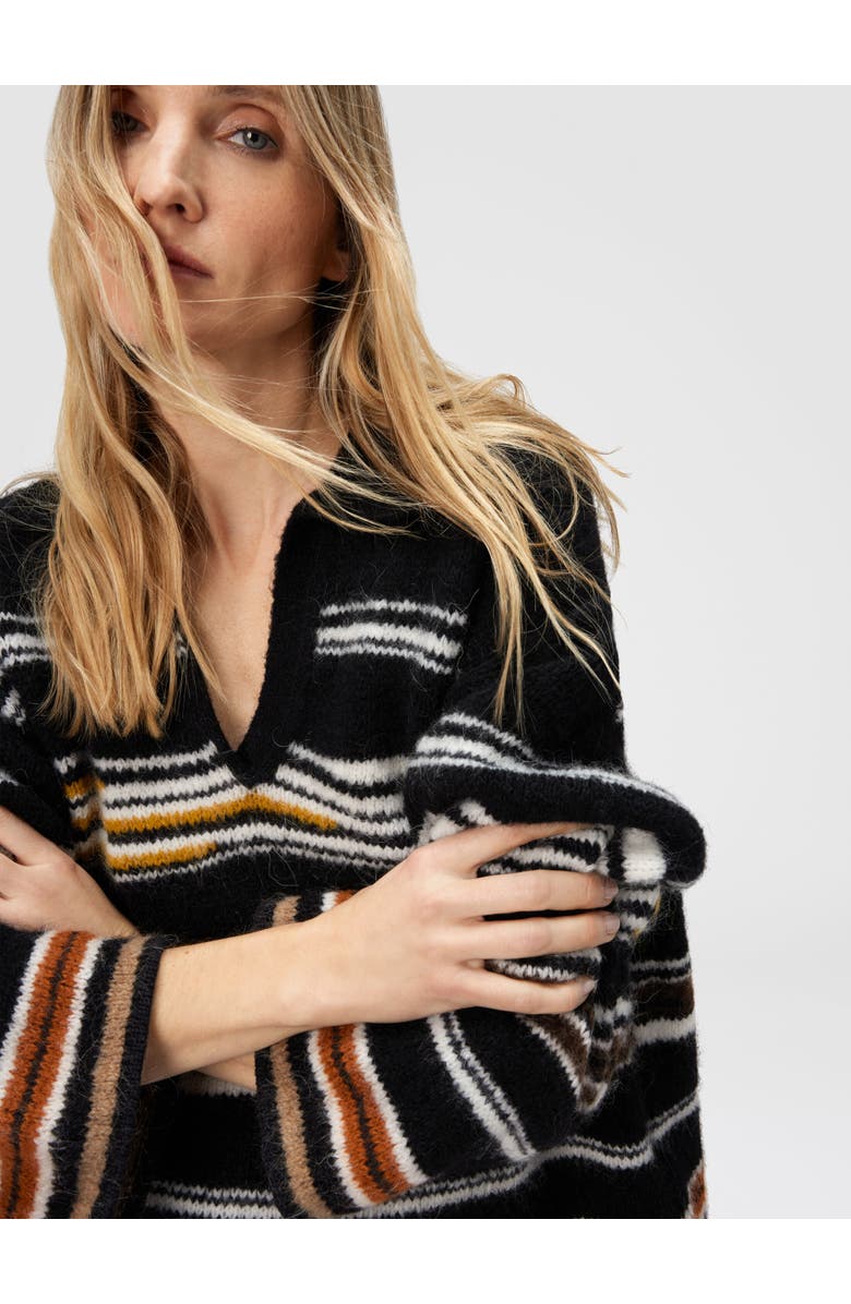 Missoni Oversized Long Sleeve Polo With Striped Inlay, Alternate, color, Multicoloured