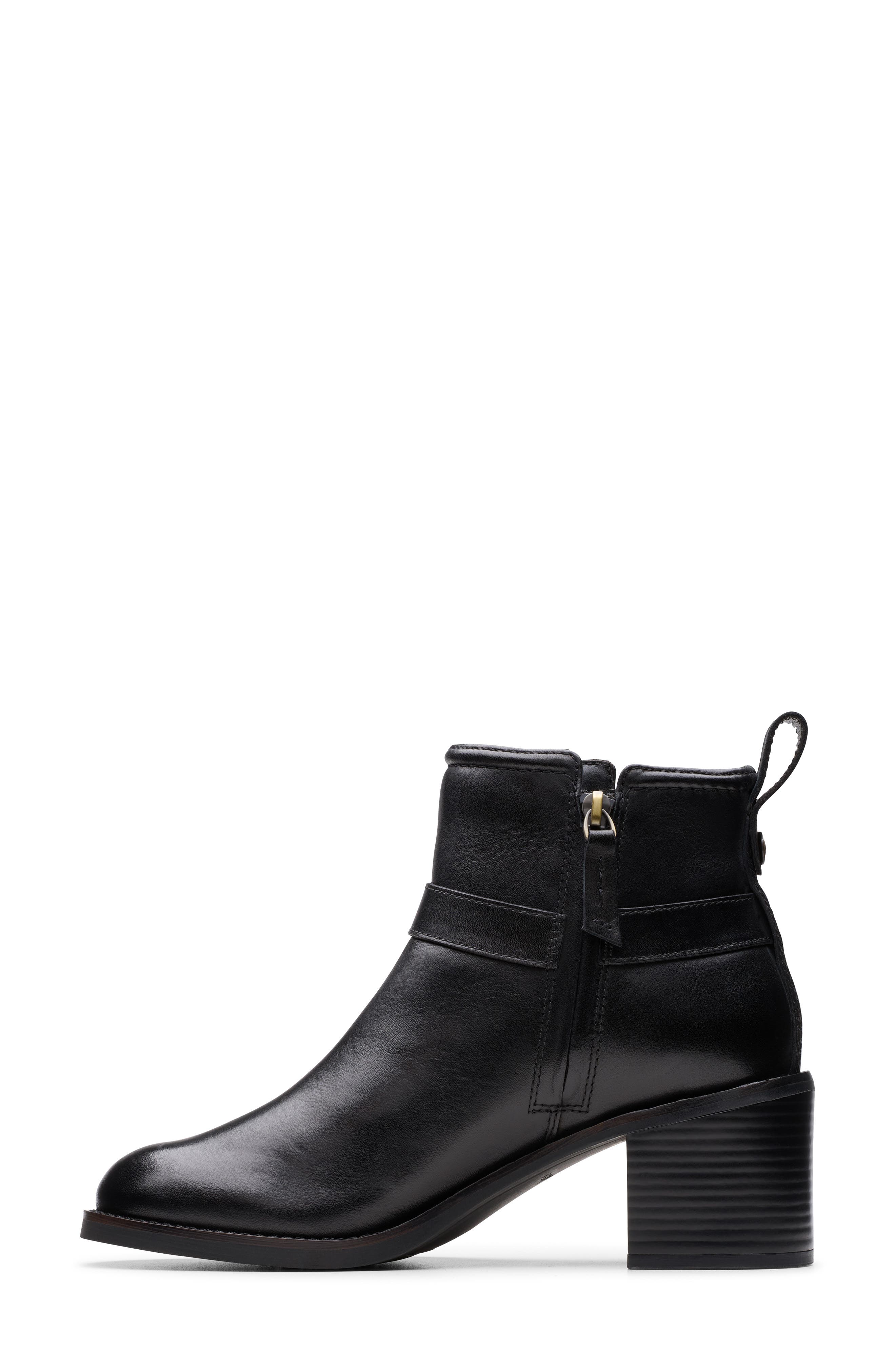 Clarks<sup>®</sup> Chamberly Trim Block Heel Boot, Alternate, color, Black Leather