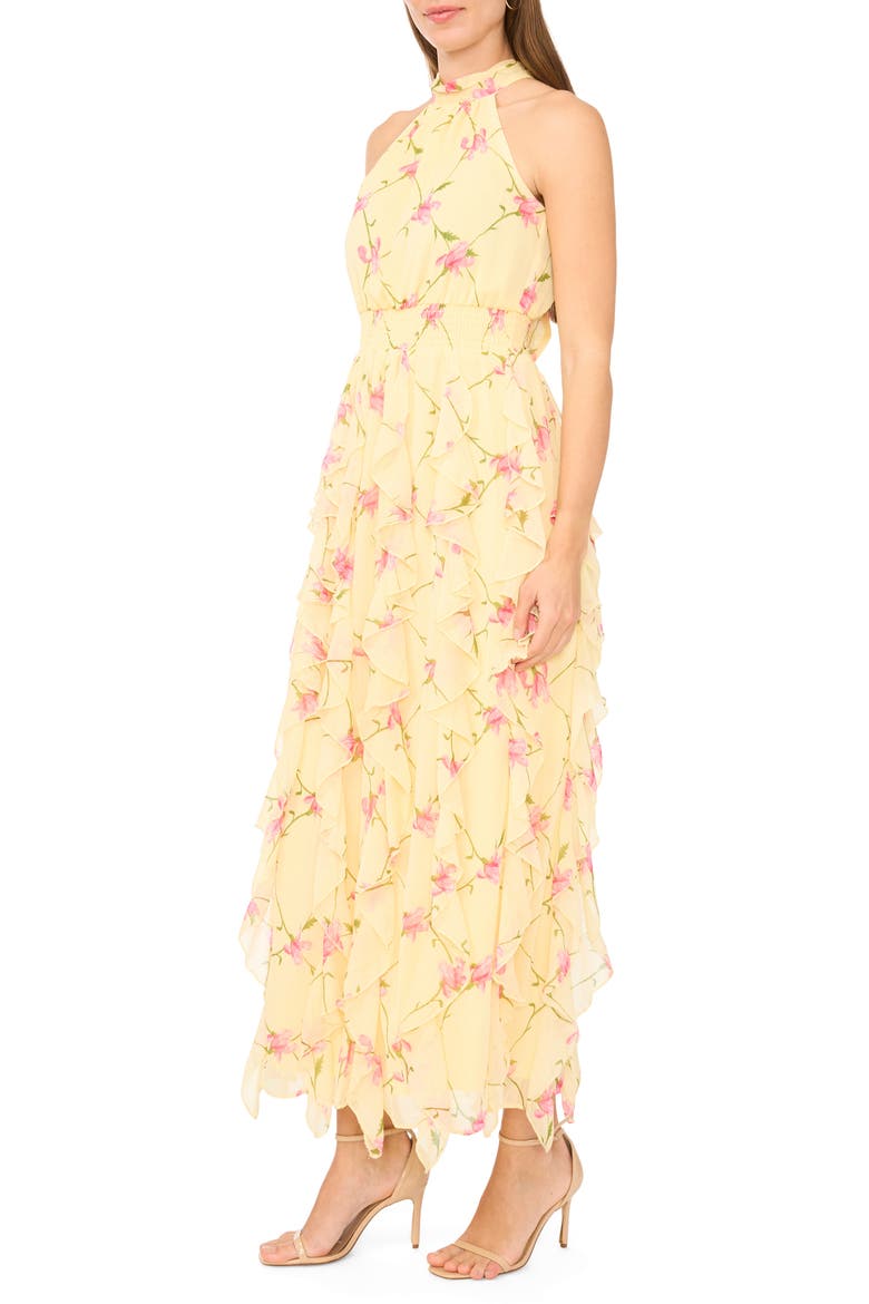 Smocked Maxi Halter Dress, Alternate, color, YELLOW MULTI