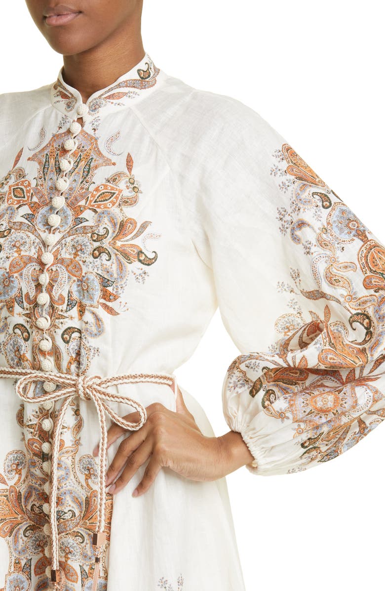 Zimmermann Devi Billow Long Sleeve Linen Dress, Alternate, color,