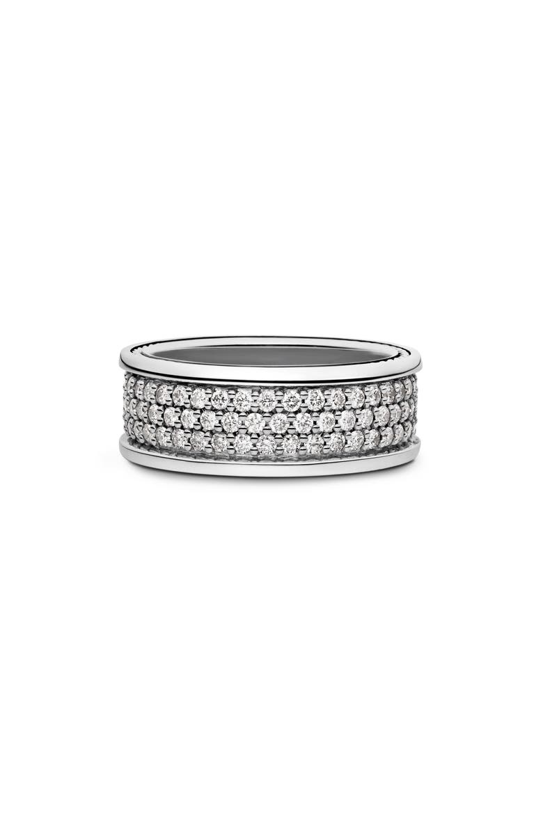 Men's Streamline® Pavé Three Row Band in Sterling Silver with Diamonds, 8.5mm, Main, color, SILVER