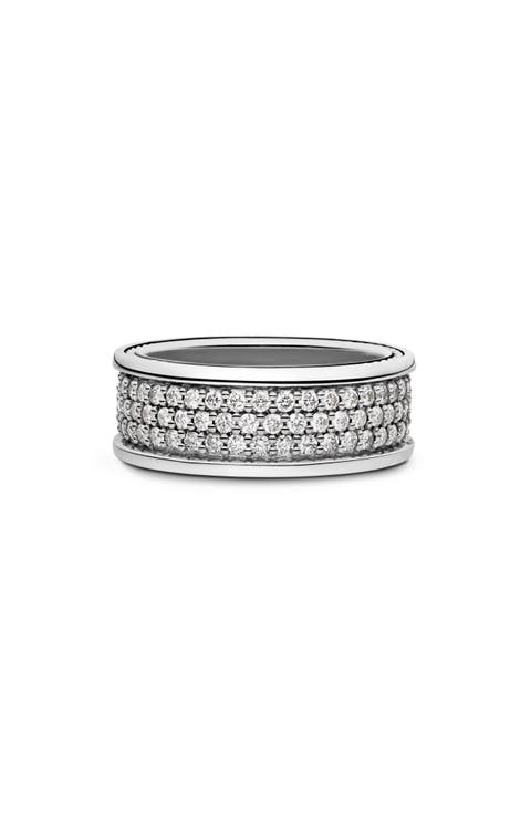 Men's Streamline® Pavé Three Row Band in Sterling Silver with Diamonds, 8.5mm