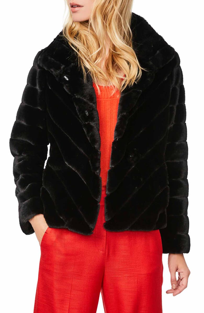 Bernardo Chevron Faux Fur Jacket, Main, color,