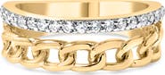 Haus of Brilliance 10K Yellow Gold 1/5 Cttw Diamond Cuban Link Ring Band
