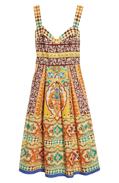 Etro Geo Floral Cotton Poplin Sundress In Yellow