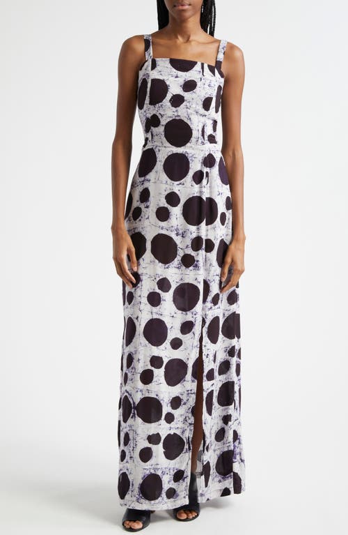 BUSAYO Ajayi Sleeveless Dot Print Dress in Indigo Blue, White 