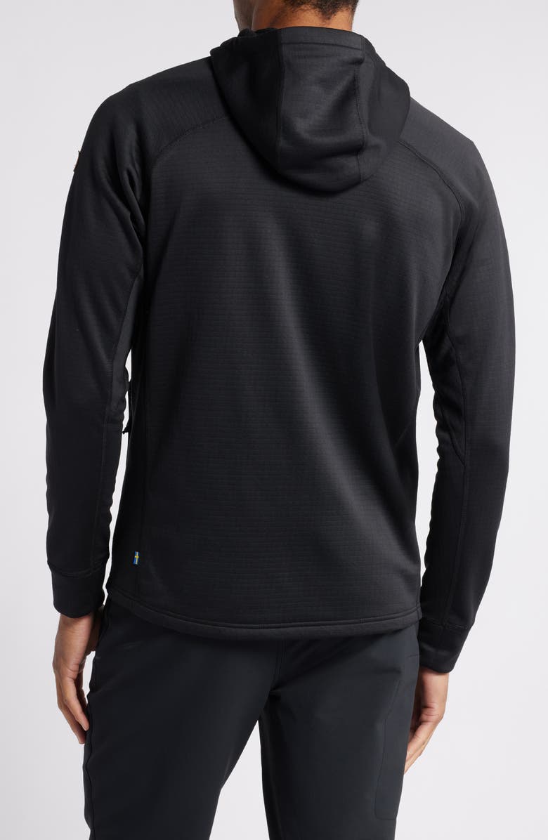 Fjällräven Abisko Grid Fleece Hoodie, Alternate, color, Black