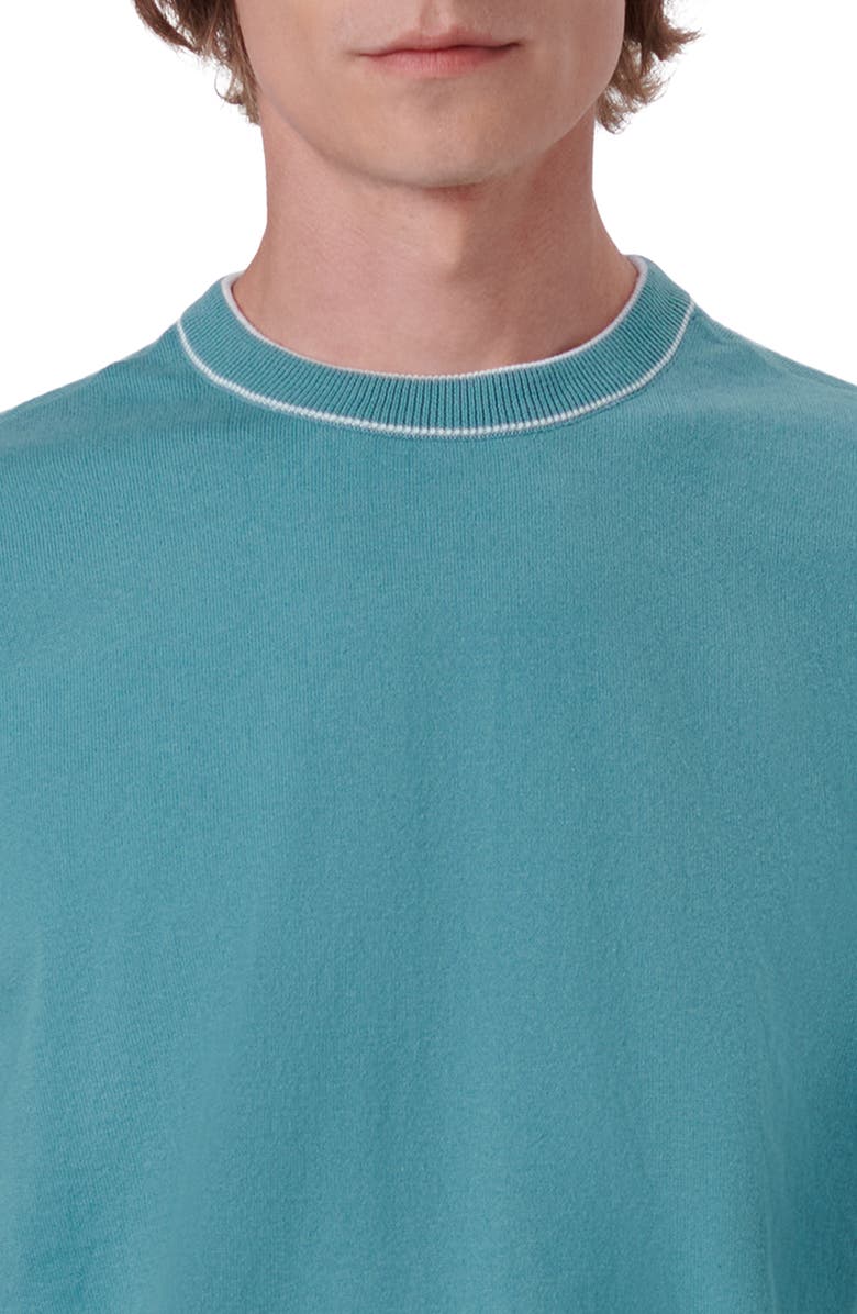 Bugatchi Tipped Cotton Blend Sweater, Alternate, color, Peacock