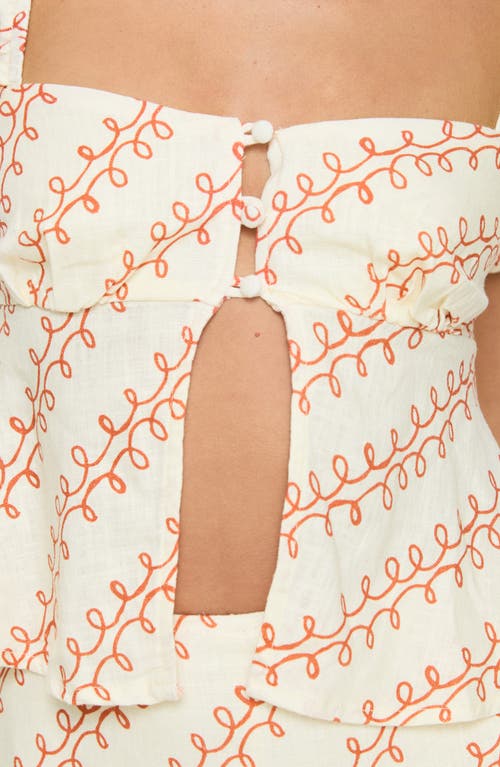 Shop Princess Polly Passionfruit Short Sleeve Linen Blend Top In Ivory Multi