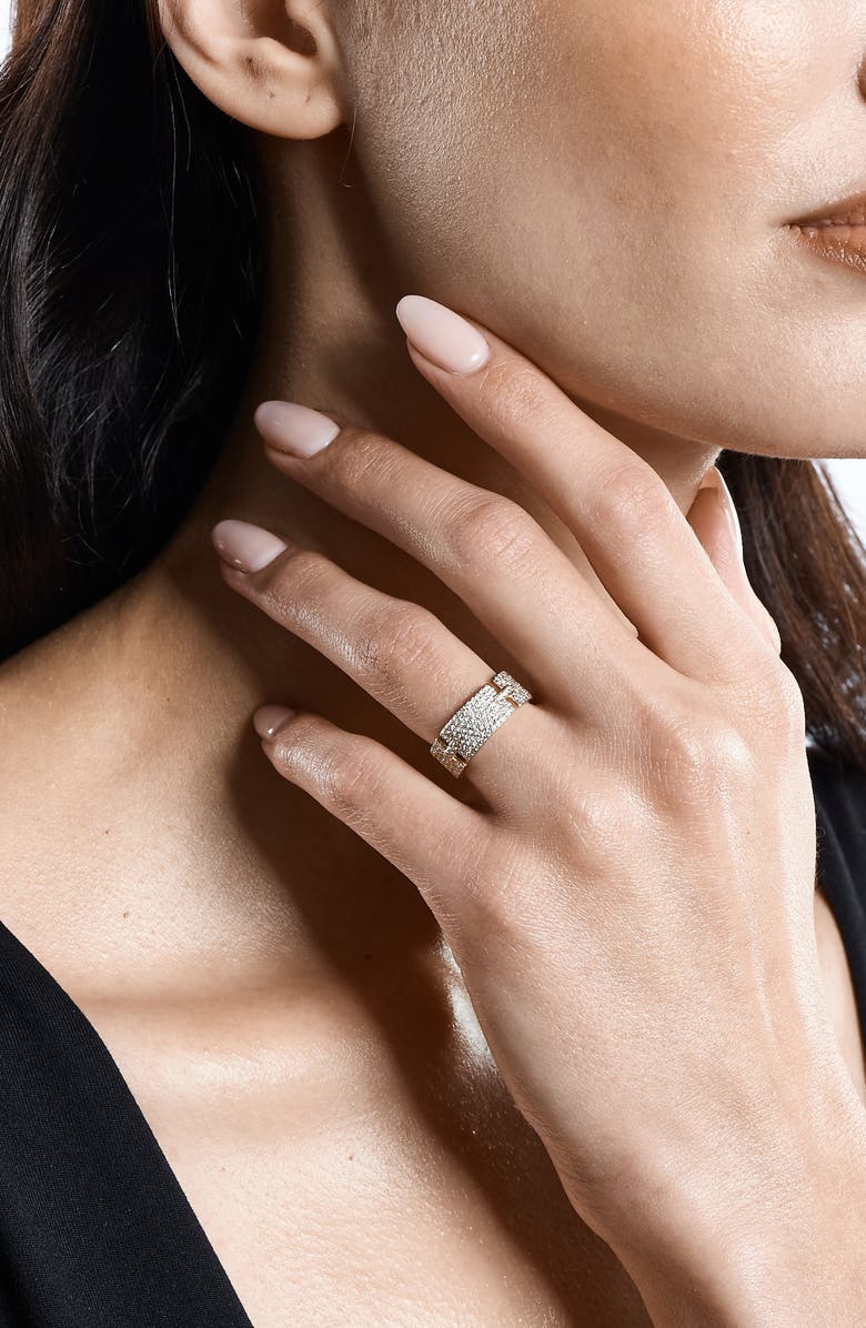 LANA 14K Gold Diamond Vanity Tag Ring, Alternate, color, Yellow Gold