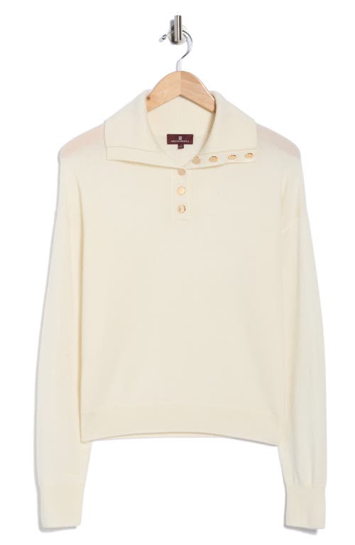 Bruno Magli Half Button Placket Wool & Cashmere Blend Sweater In White