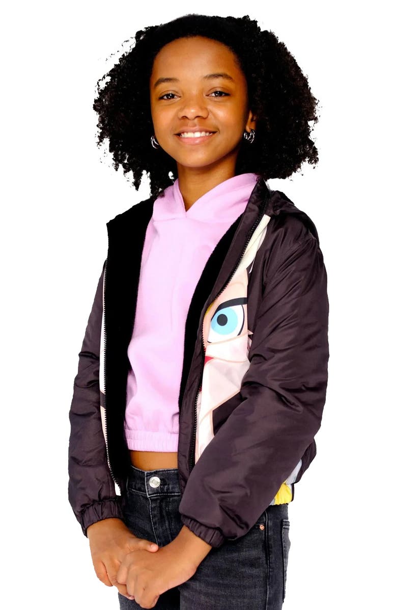 Members Only Girl's Midweight with Fur Lining Jacket, Main, color, Black