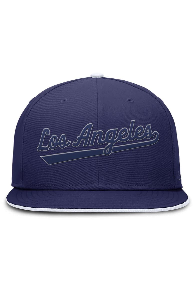 Men's Nike Royal Los Angeles Dodgers Wordmark Dri-FIT Round Bill True Fitted Hat, Alternate, color, Royal