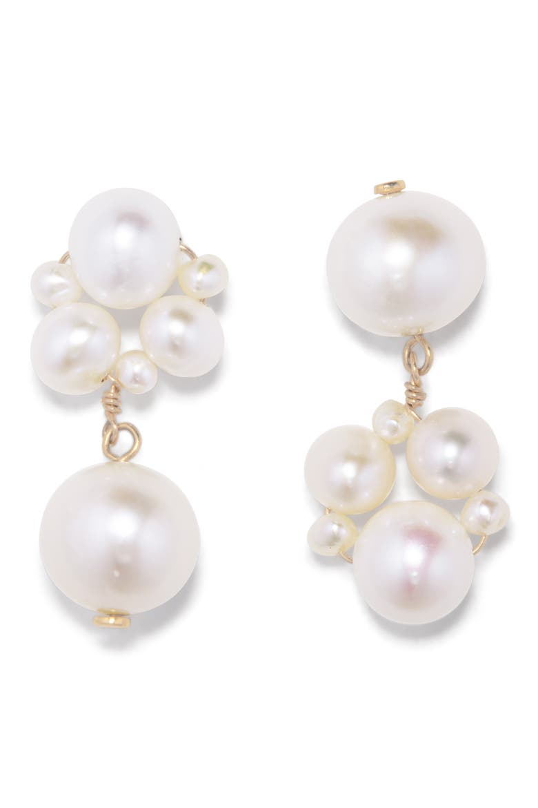 Freshwater Pearl Drop Earrings, Main, color, 18CT GOLD PLATED