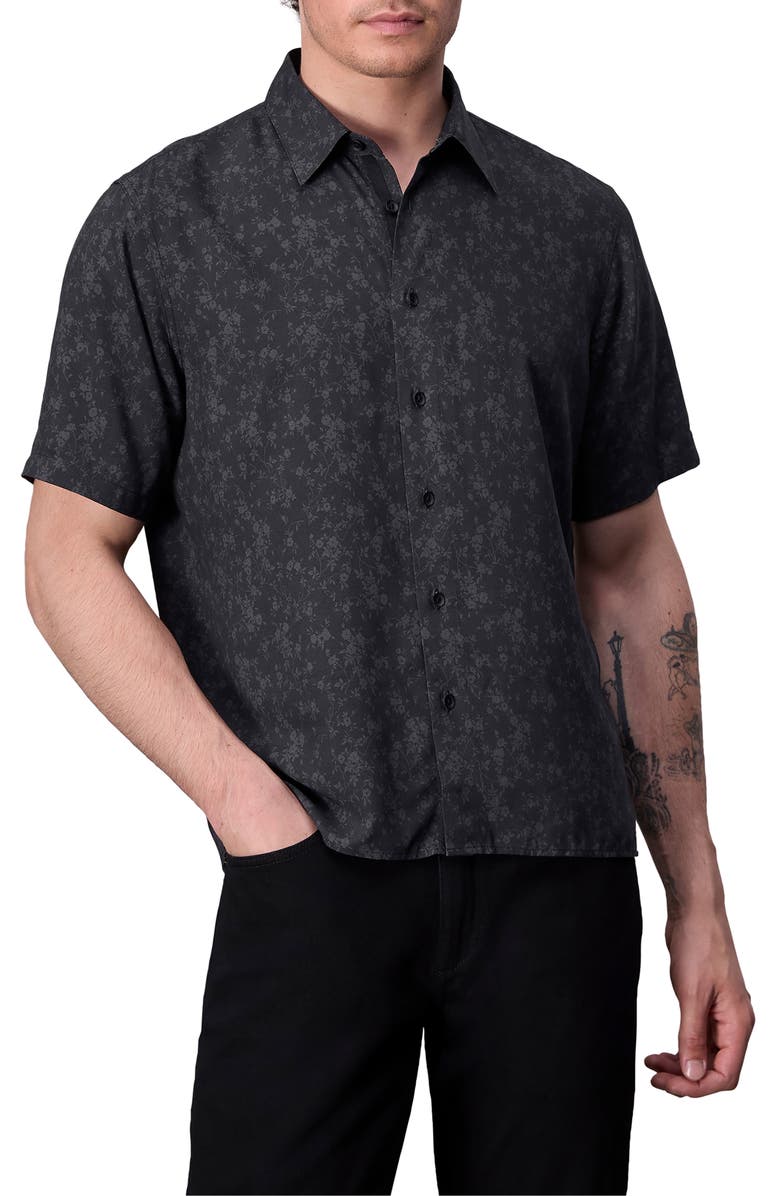 rag & bone Dalton Floral Short Sleeve Button-Up Shirt, Main, color, Black Floral