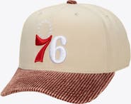 Mitchell & Ness Men's Mitchell & Ness Cream/Red Philadelphia 76ers Washed Corduroy Pro Crown Snapback Hat