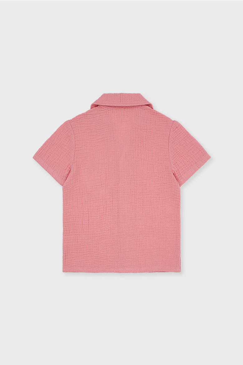 Organic Cotton Camp Collar Waffle Shirt, Alternate, color, Mauve Glow