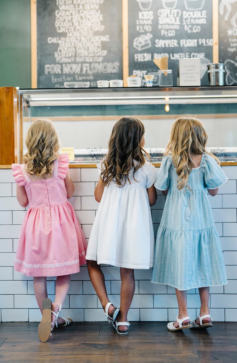 Hope & Henry Girls' Organic Seersucker Empire Waist Dress, Kids, Alternate, color, White Seersucker