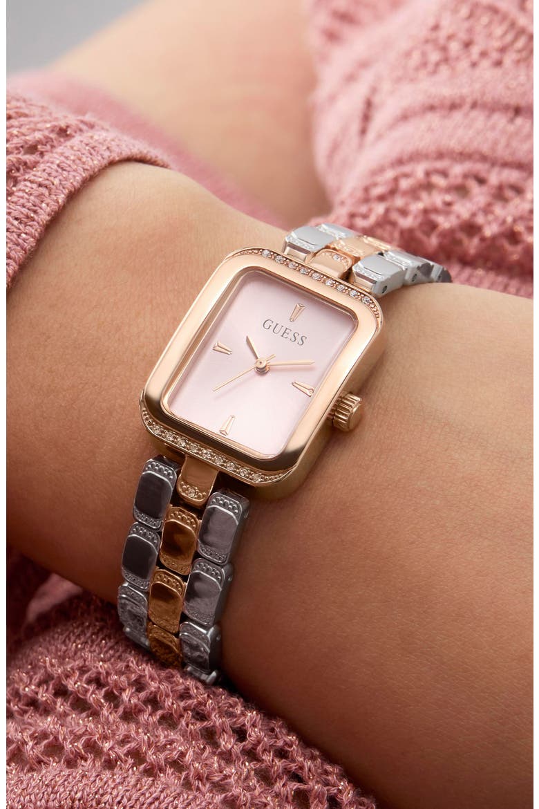 Isla Tank Two-Tone Bracelet Watch, 22mm, Alternate, color, ROSE GOLD