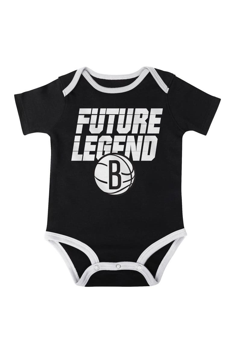 Infant Black/White/Gray Brooklyn Nets Bank Shot Bodysuit, Hoodie T-Shirt & Shorts Set, Alternate, color, Black