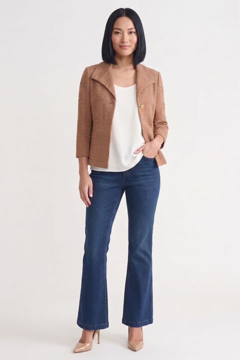 Tonal Wing Collar Knit Jacket