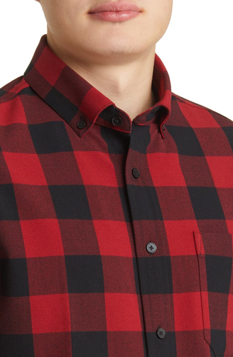 Mizzen+Main Men's City Trim Fit Buffalo Check Stretch Flannel Button-Down Shirt, Alternate, color, 