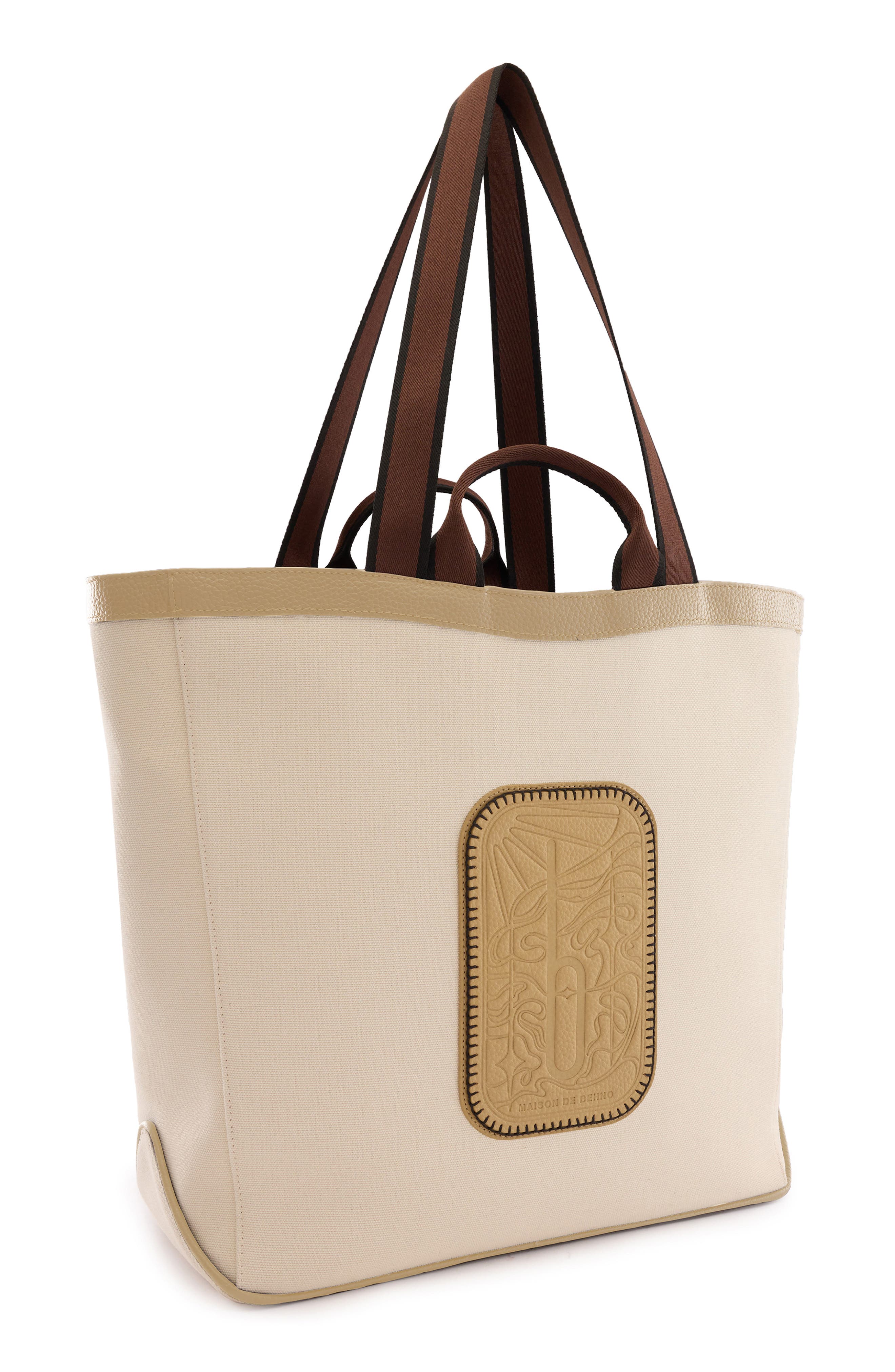 Maison Large Canvas & Leather Tote, Alternate, color, SAND/ BISQUE