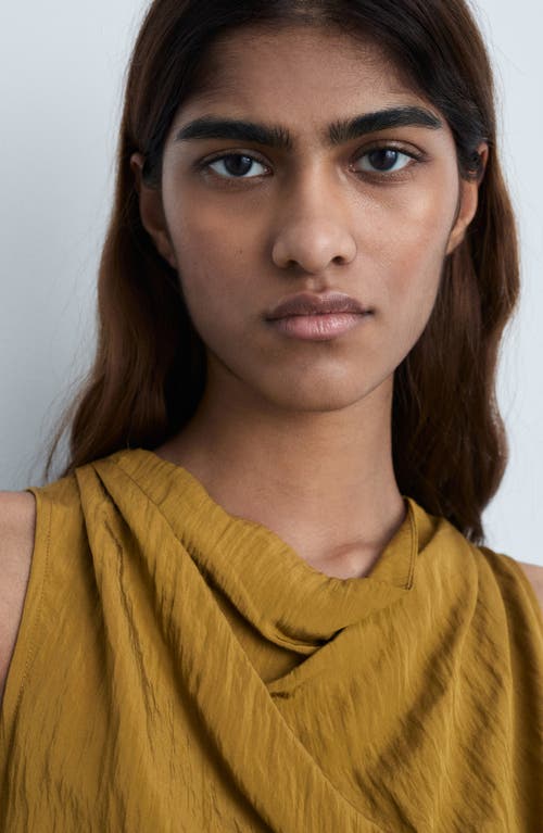 Mango Texture Tie Waist Sleeveless Top In Yellow