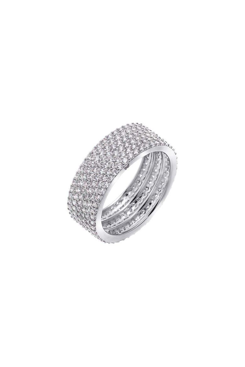 CZ Pavé Wide Eternity Band Ring, Main, color, Silver