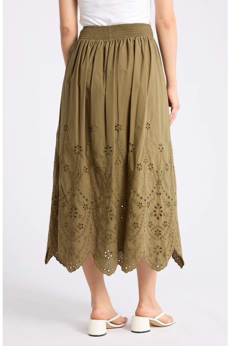 Embroidered Eyelet Cotton Skirt, Alternate, color, MARTINI OLIVE