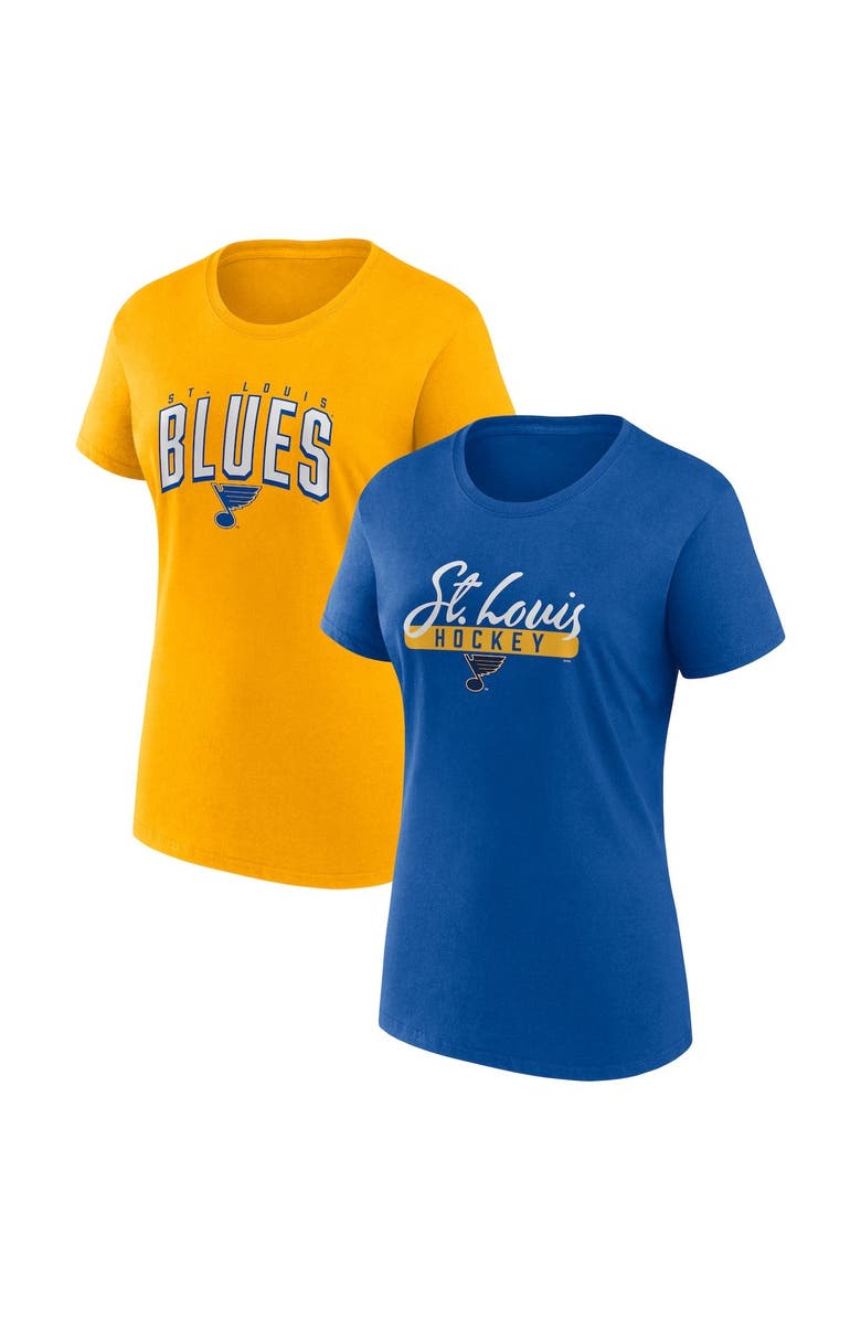 FANATICS Women's Fanatics Branded Blue/Gold St. Louis Blues Two-Pack Fan T-shirt Set, Main, color, Blue