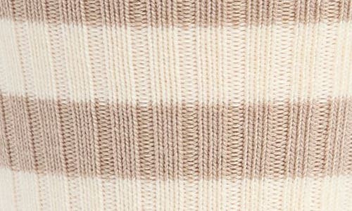 Nordstrom Random Feed Stripe Crew Socks In Khaki- Light Blue