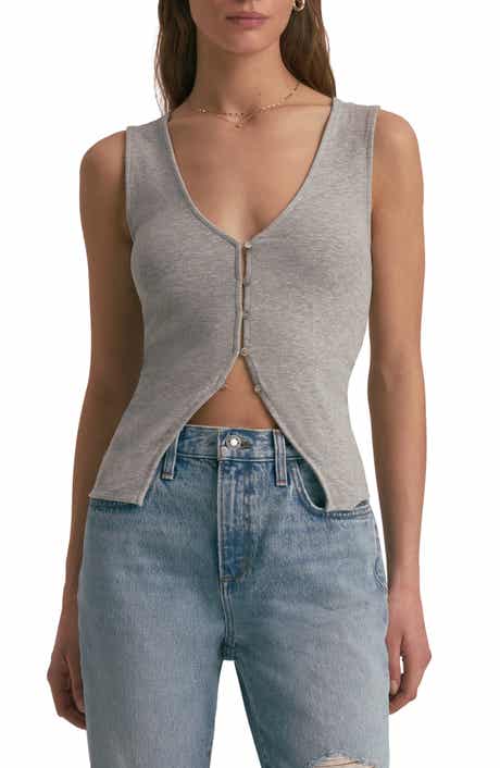 Favorite Daughter The Good Luck Rib Button-Up Cutout Top