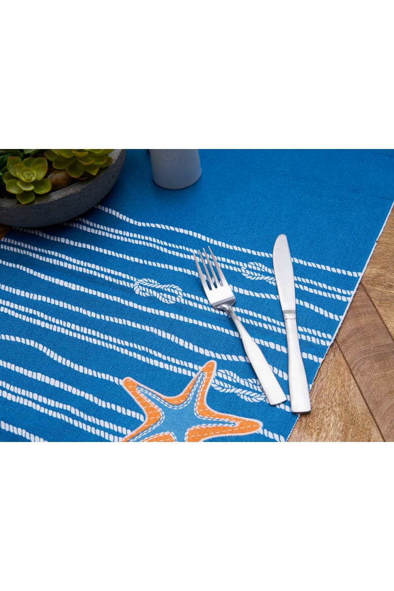Starfish Rope Table Runner 14" x 72", Alternate, color, Blue