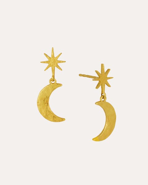 Star and Moon Drop Earrings