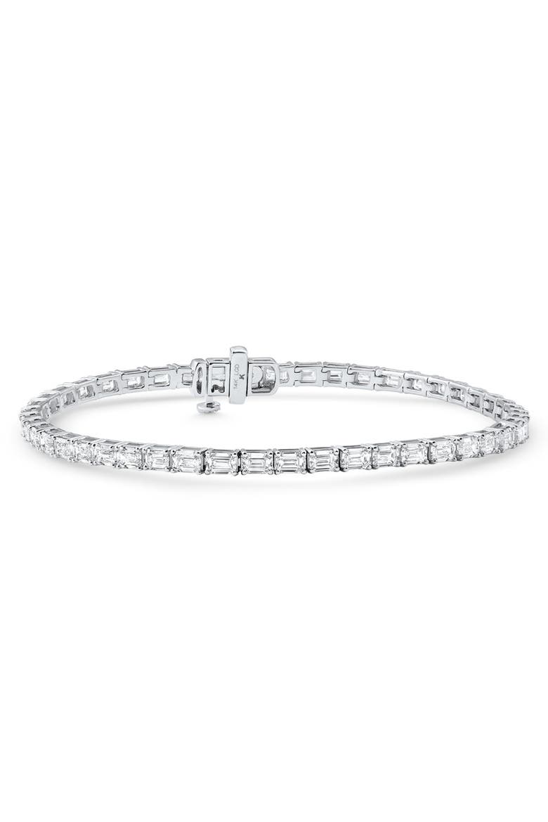7Ct Emerald Cut Diamond East West Tennis Bracelet 14k Gold Lab Grown, Alternate, color, 14k White Gold