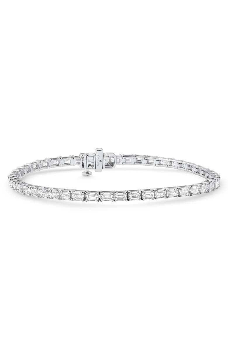 Bliss Diamond 7Ct Emerald Cut Diamond East West Tennis Bracelet 14k Gold Lab Grown, Alternate, color, 14K White Gold