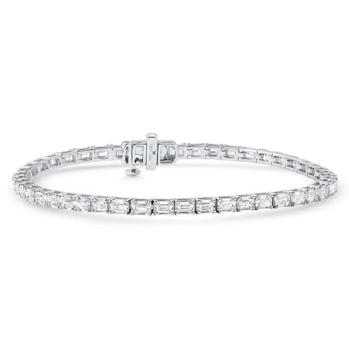 Bliss Diamond 7ct Emerald Cut Diamond East West Tennis Bracelet 14k Gold Lab Grown In Silver