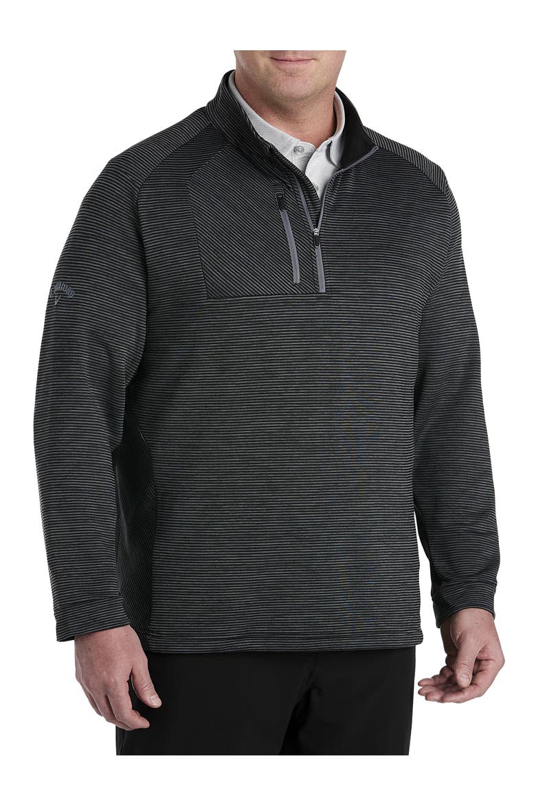 Big & Tall 1/4-Zip EcoStripe Fleece Pullover, Main, color, BLACK