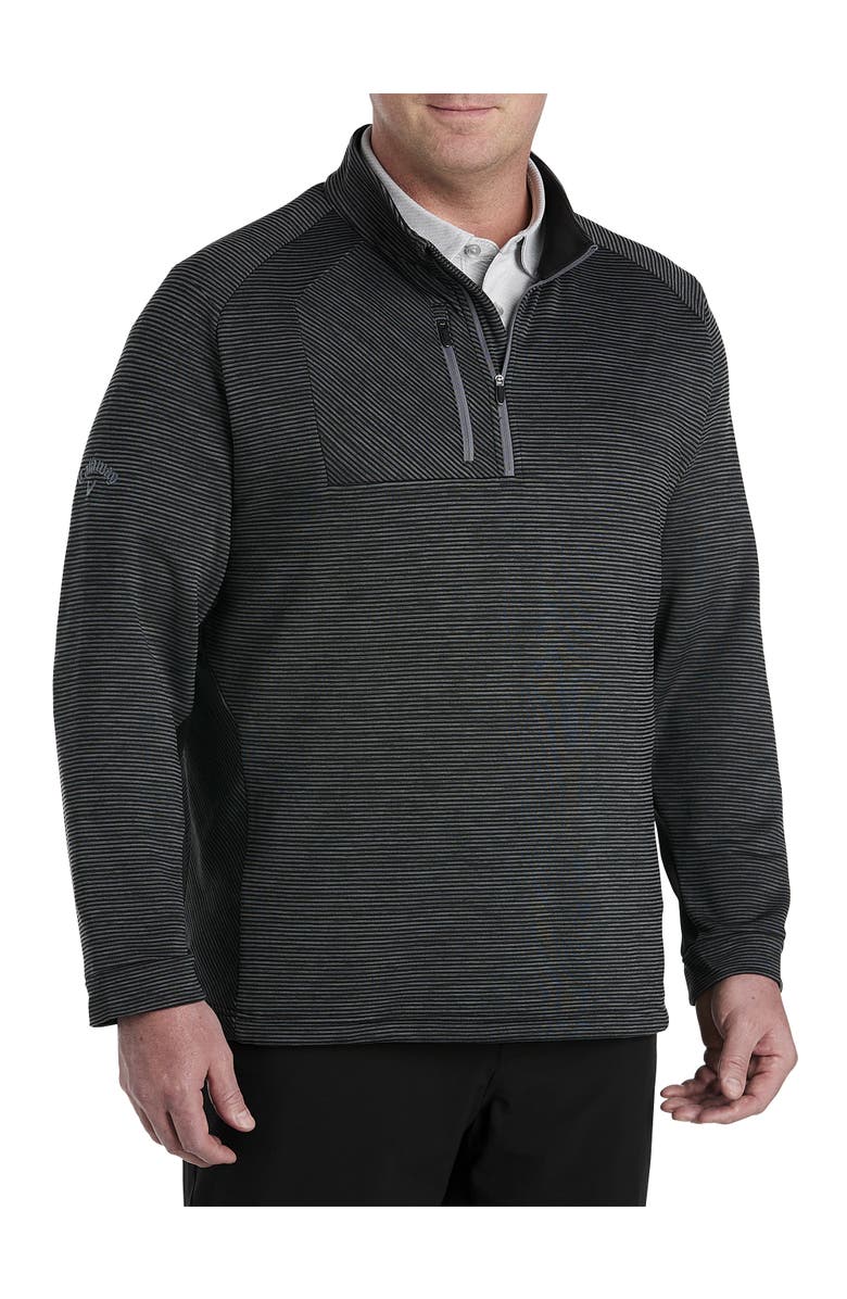 Callaway Big & Tall 1/4-Zip EcoStripe Fleece Pullover, Main, color, Black