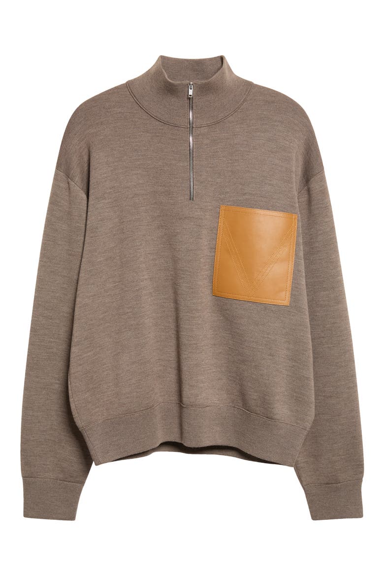 Oversize Double Knit Wool Quarter Zip Sweater, Alternate, color, 2185 MILK CHOCOLATE