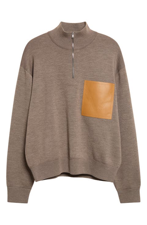 Oversize Double Knit Wool Quarter Zip Sweater