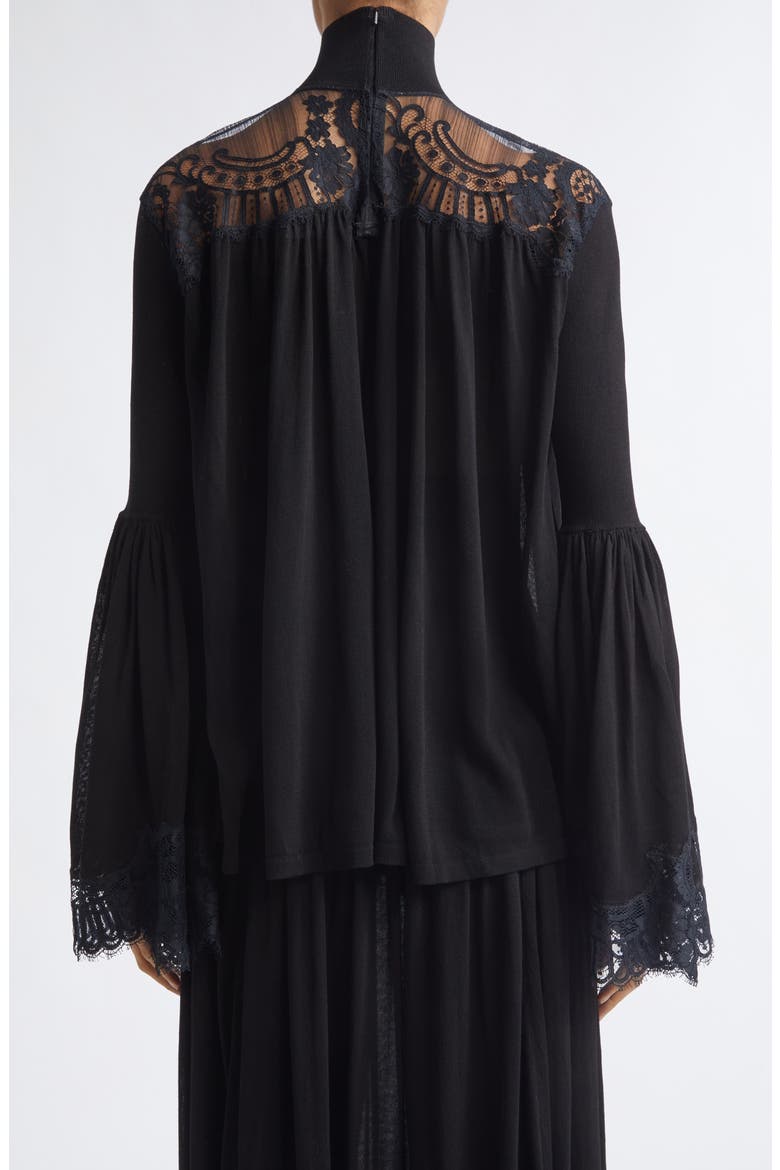 Valiant Lace Trim Turtleneck Sweater, Alternate, color, BLACK