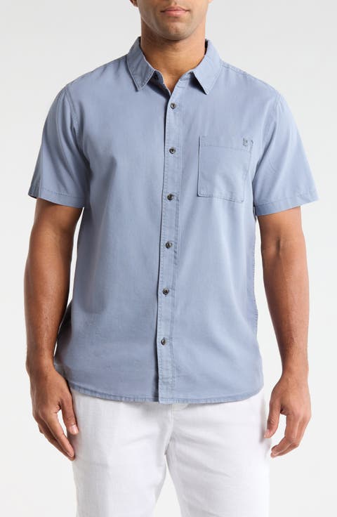 Made to Fade Short Sleeve Cotton & Lyocell Button-Up Shirt