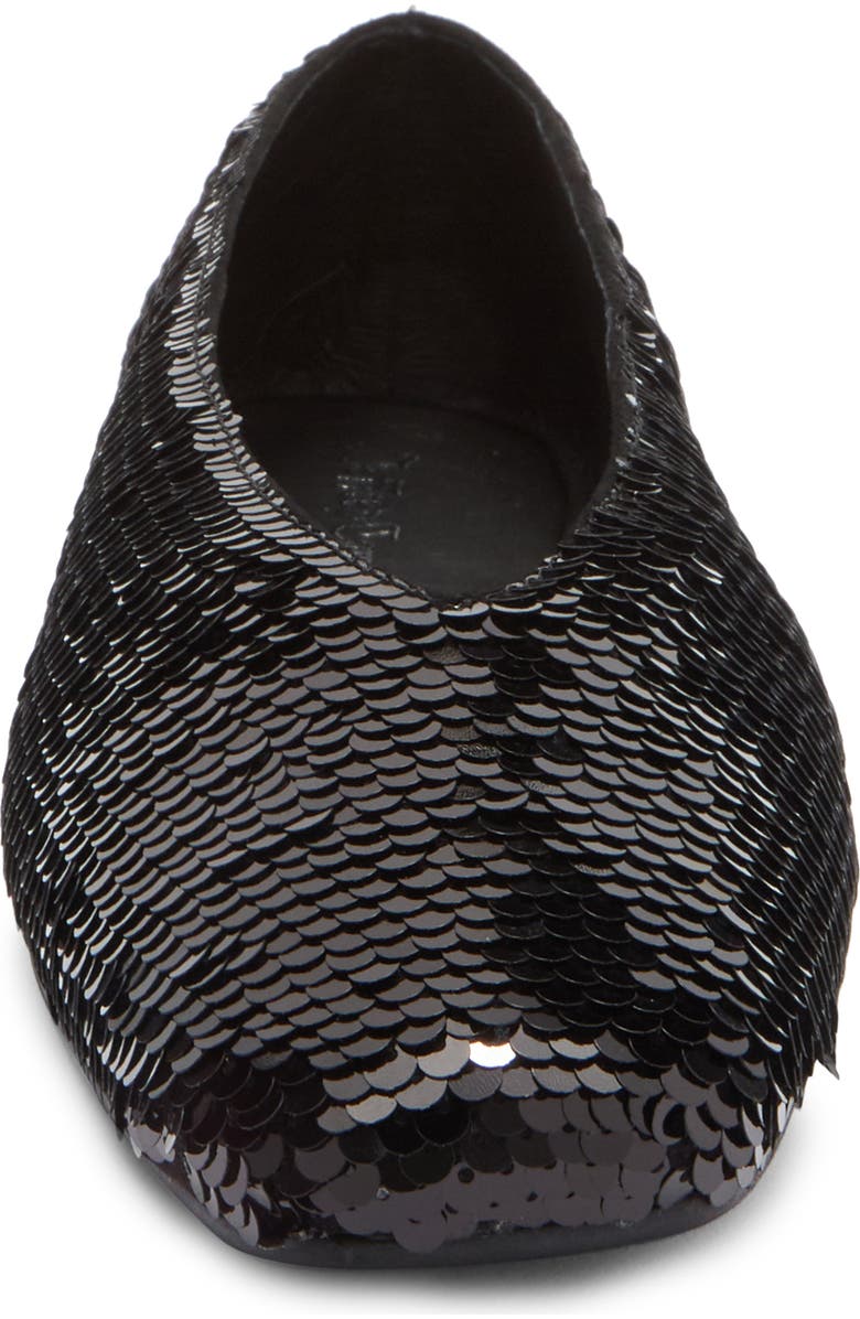 Jeffrey Campbell Fathom Sequin Square Toe Flat, Alternate, color, Black